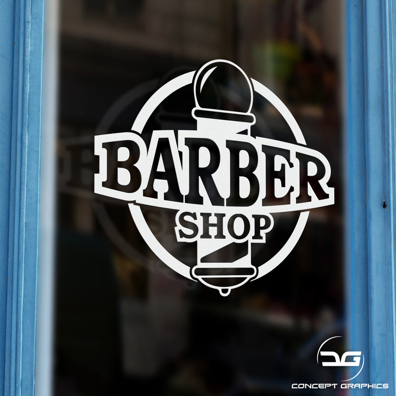 Barber Shop Pole Personalised Vinyl Decal Sticker Window Example