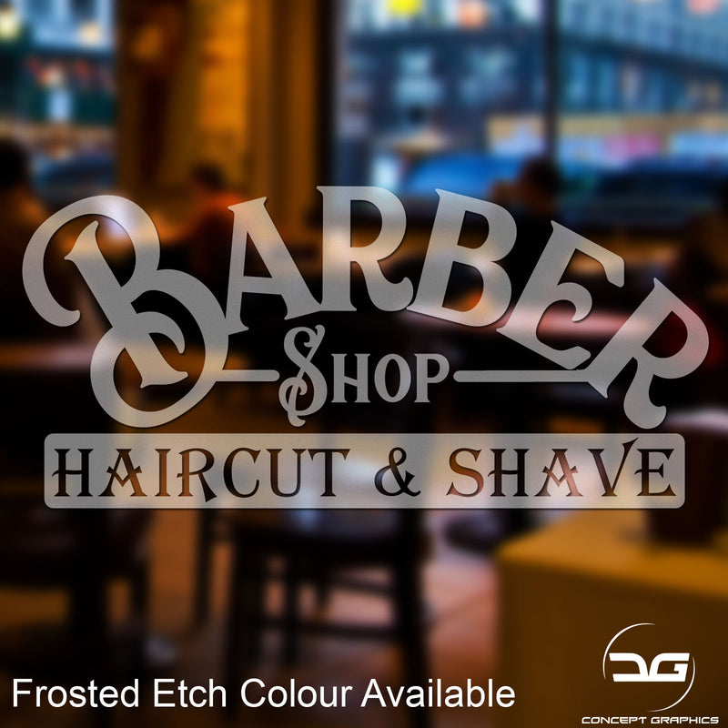 Barber Shop Window/Wall Vinyl Decal Sticker Sign Graphic Frosted Etched Glass Colour