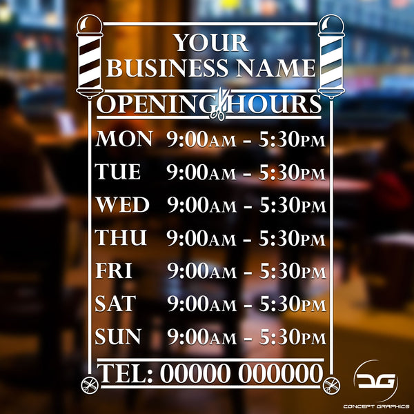 Personalised Business Opening Times/Hours Signs | Concept Graphics