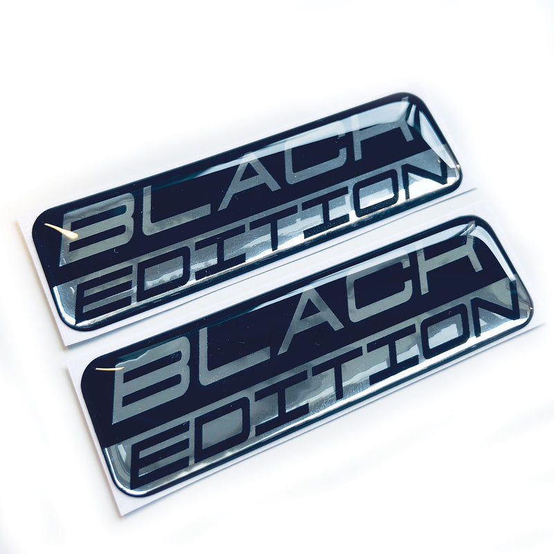 Black Edition Car 3D Chrome Domed Gel Decal Sticker Badge Wing Emblems