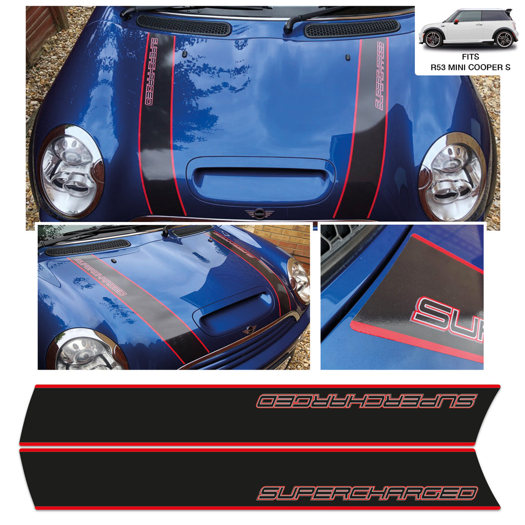 Supercharged Cooper S R53 Exact Fit Bonnet Stripes | Concept Graphics