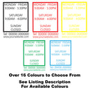 Box Effect Personalised Custom Opening Times Vinyl Decal Sticker Sign Colours Available
