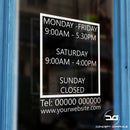 Box Effect Personalised Custom Opening Hours Vinyl Window Sign