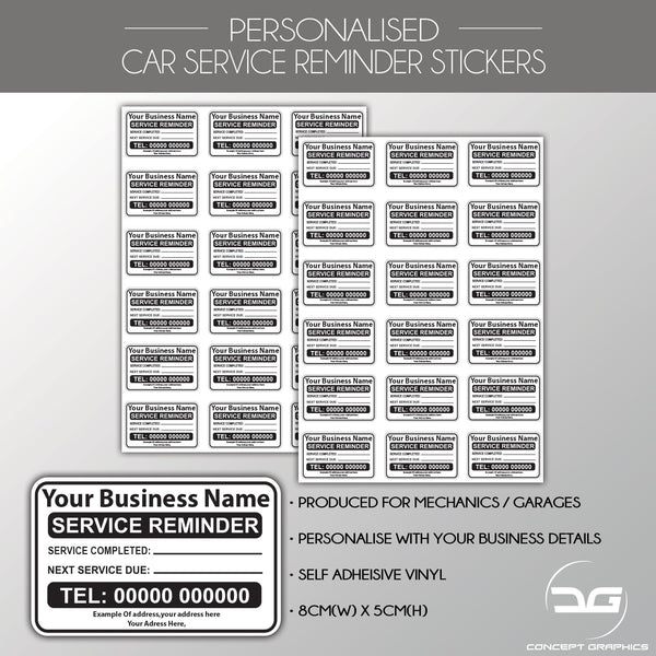 Personalised Car, Van, Truck Service Reminder Garage Label Stickers