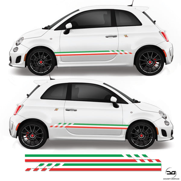 Italian Flag Chequered Side Racing Stripes For abarth 500 595 695 Fiat 500
