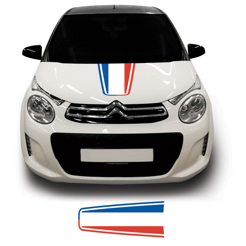 Citroen C1 2014 Onwards French Flag Bonnet Racing Stripe Vinyl Decal Sticker Graphic