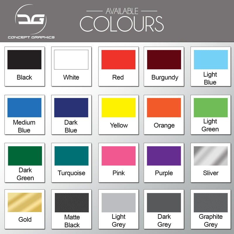 Concept Graphics Vinyl Decals Colours to Choose From