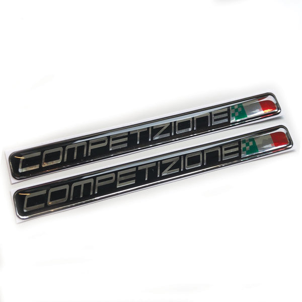 Competizione Chrome Domed Gel Decal Sticker Badges Fits Fiat 500 Abarth