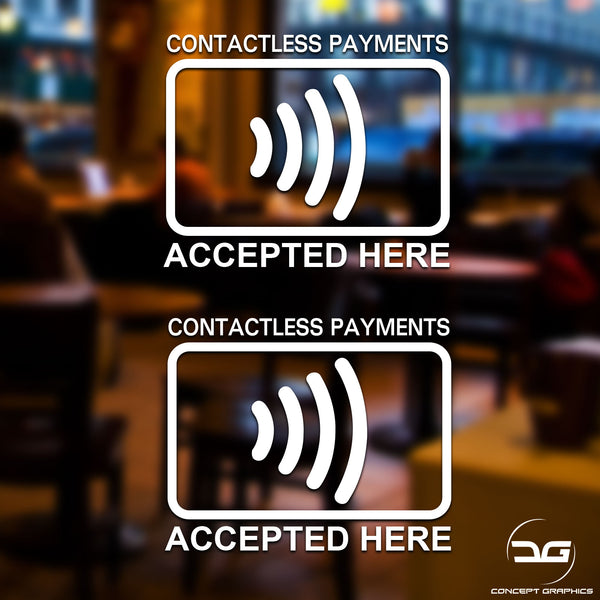 2x Contactless Payment Accepted Here Vinyl Decal Sticker Signs