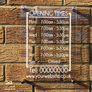 Modern Personalised Wall Mounted Acrylic Opening Times Hours Sign