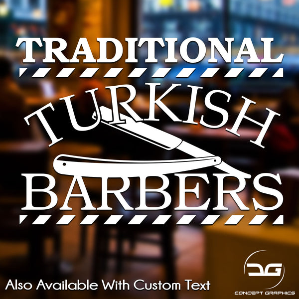 Traditional Turkish Barber Shop Personalised Vinyl Decal Sticker Sign