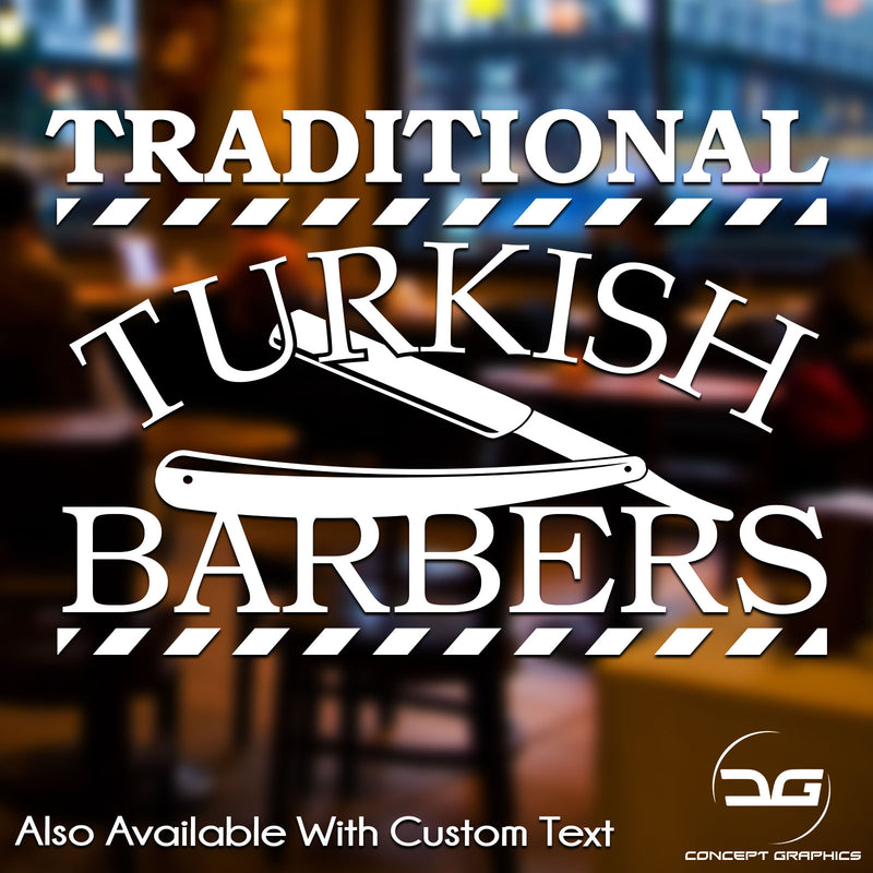 Traditional Turkish Barber Shop Personalised Vinyl Decal Sticker Sign