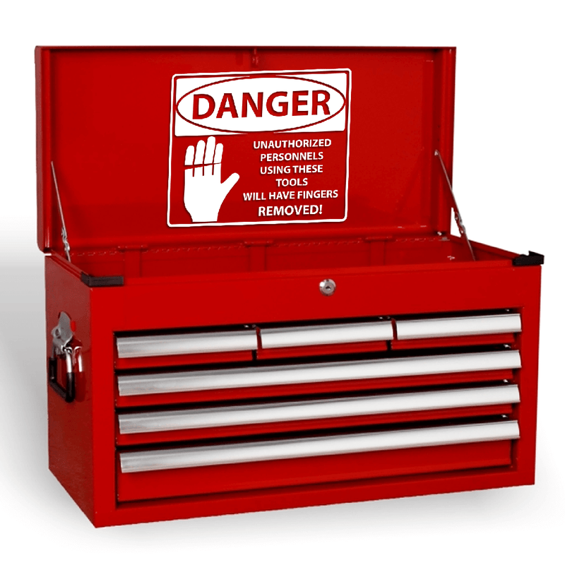 Danger Finger Removal Funny Novelty Garage Workshop Tool Box Vinyl Decal Sticker