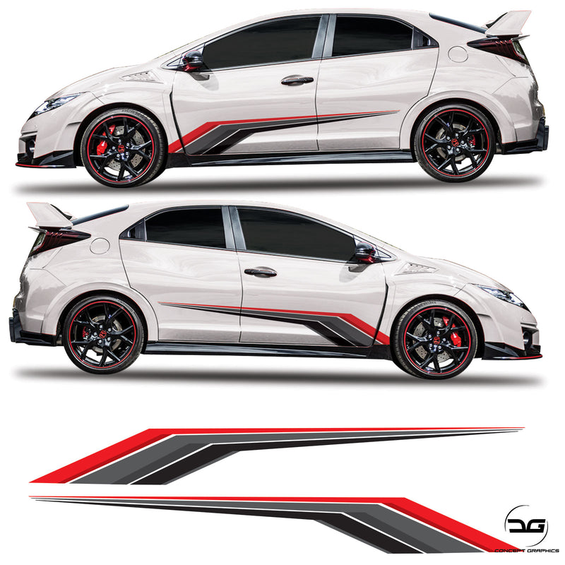 Honda Civic Type R FK2 racing Side Stripes graphics kit