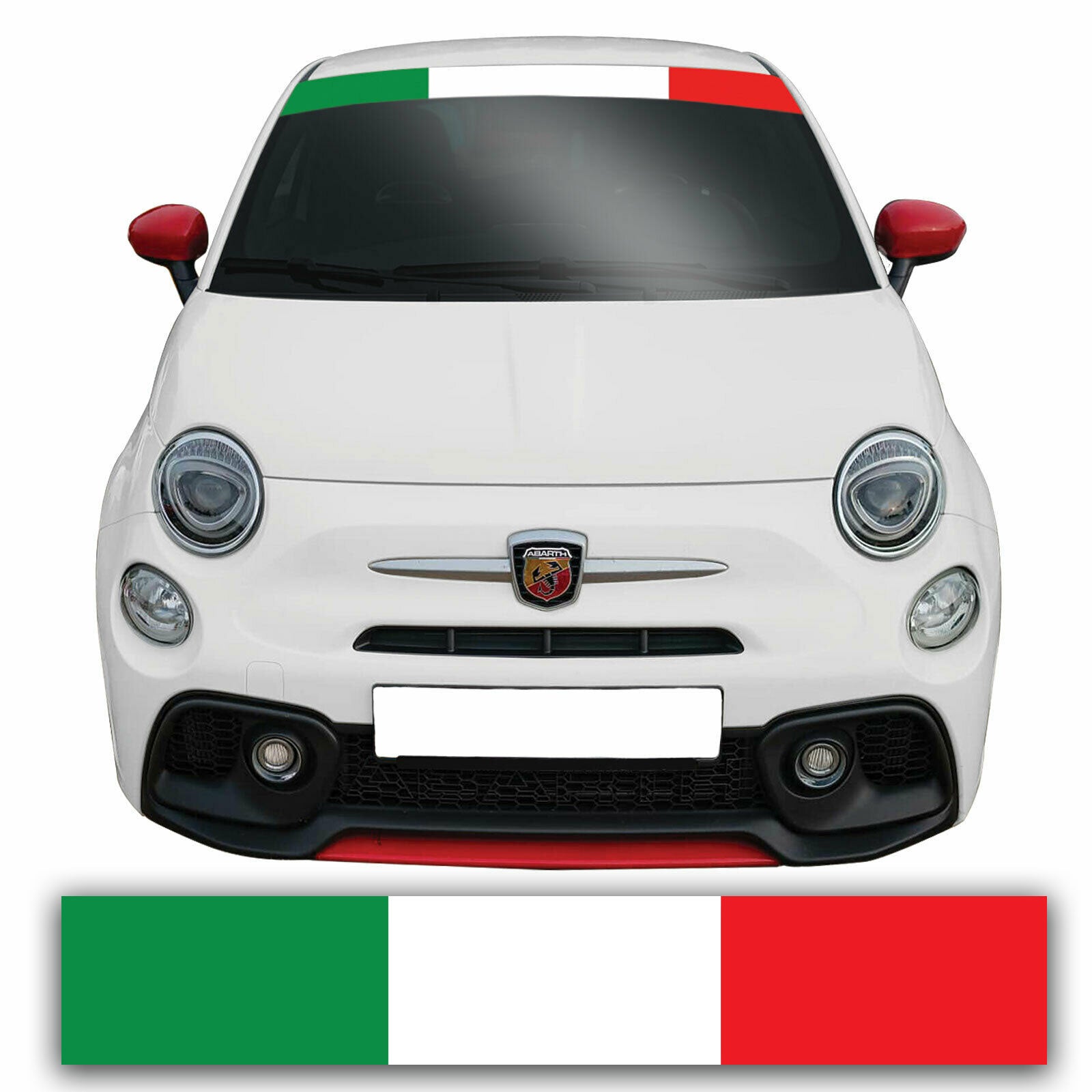 Fiat 500 Italian Flag Windscreen Sunstrip Sticker | Concept Graphics