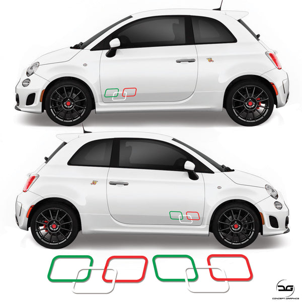 Abarth Fiat 500 595 Side Door Squares racing stripes kit