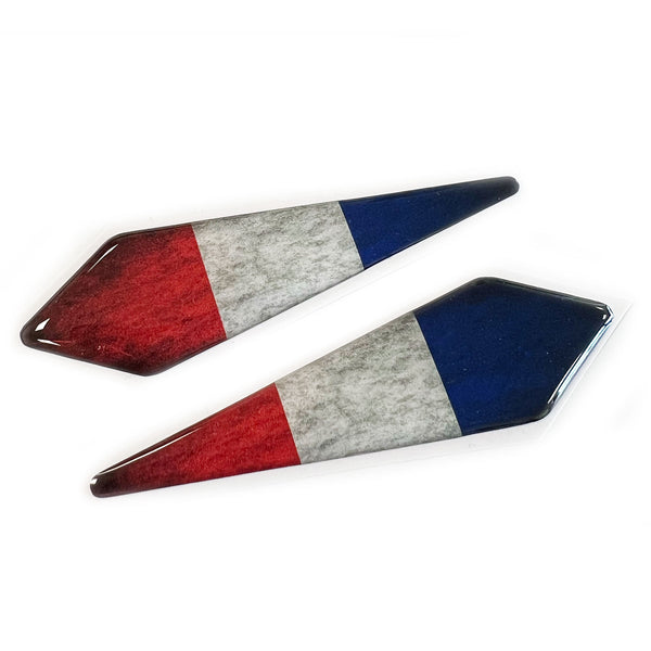 French Rustic Flag Car Wing 3D Domed Gel Decal Sticker Badges