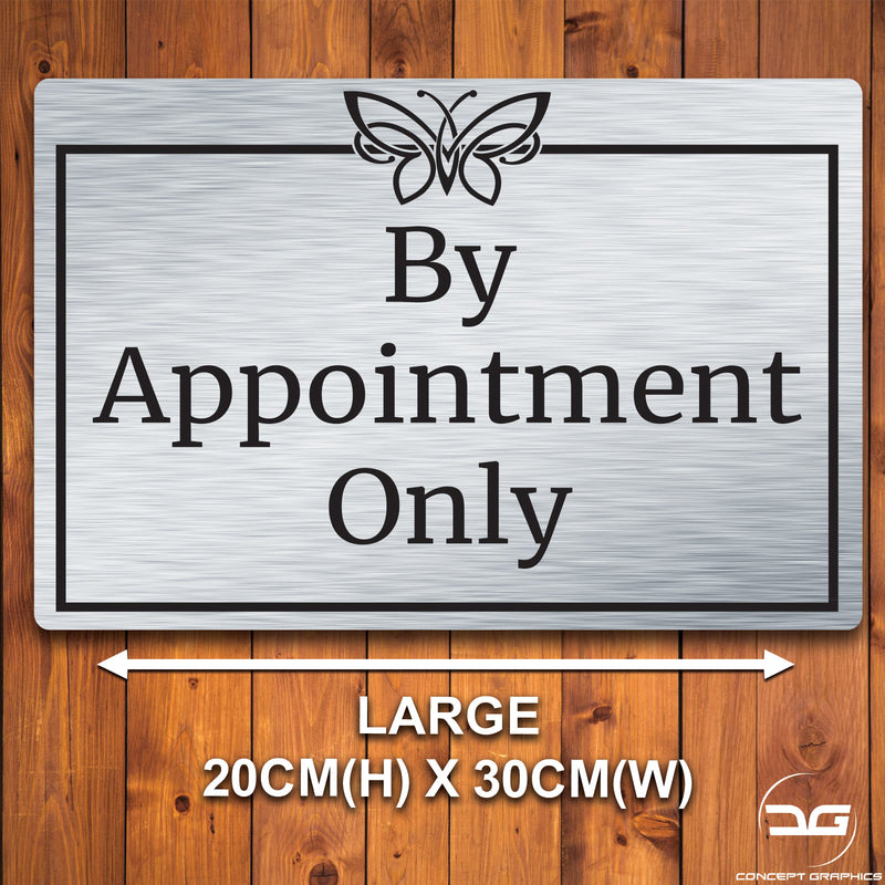 By Appointments Only Notice Wall Mounted Metal Plaque Large Brushed