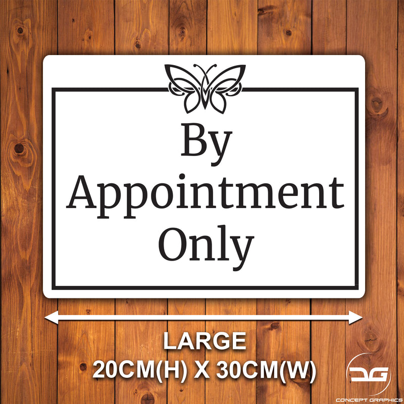 By Appointments Only Notice Wall Mounted Metal Plaque Large White