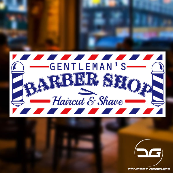 Gentleman's Barber Shop Hair Cut & Shave Colour Window, Wall, Door Vinyl Decal Sticker Sign
