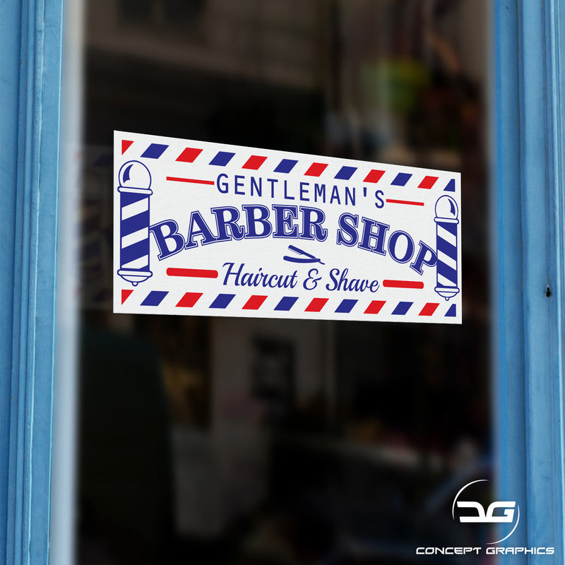 Gentleman's Barber Shop Hair Cut & Shave Colour Sticker Sign