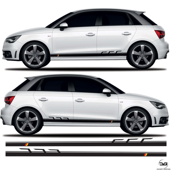German Flag Racing Side Stripe Graphics for Audi A1 S1