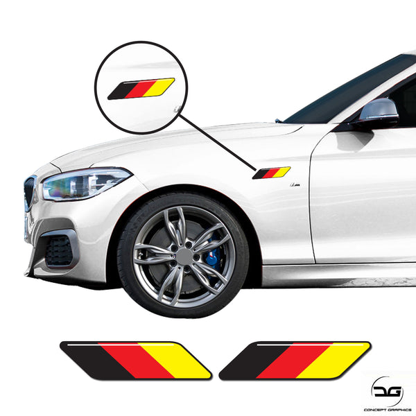 German Flag Side Euro Car Wing Stripes Fits BWM, Audi, VW Vinyl Decal Stickers
