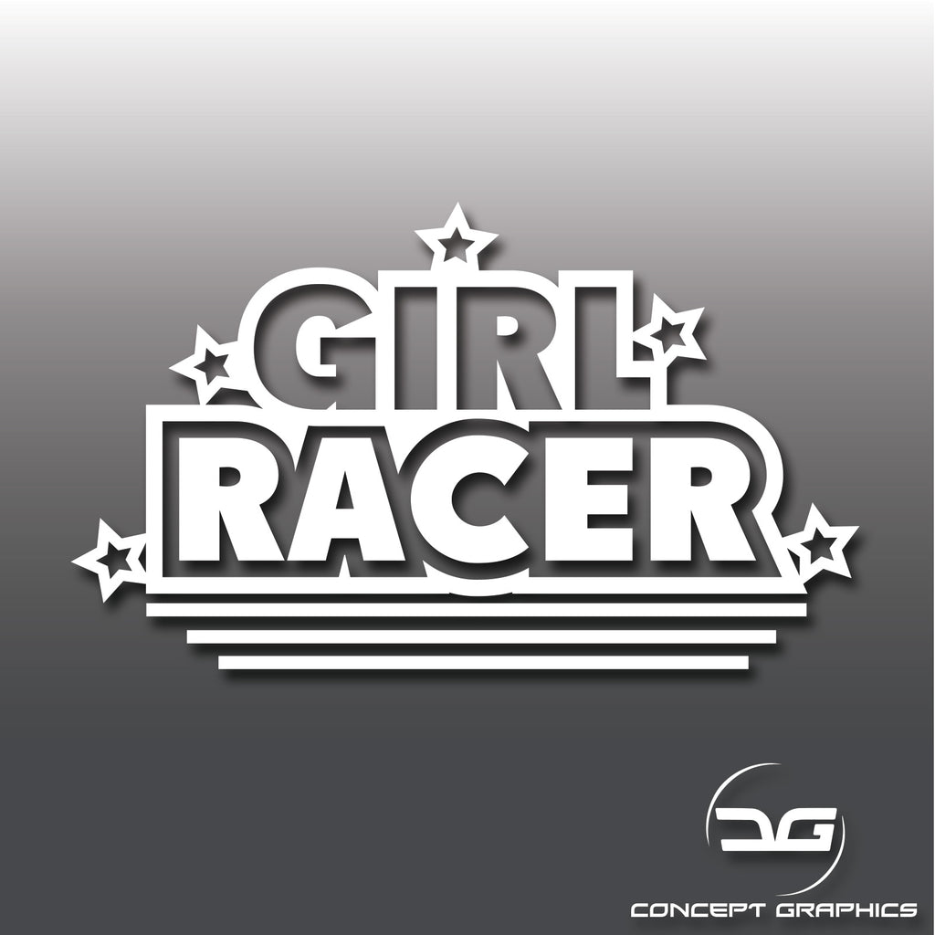 Girl Racer Funny Car Laptop Vinyl Decal Sticker | Concept Graphics