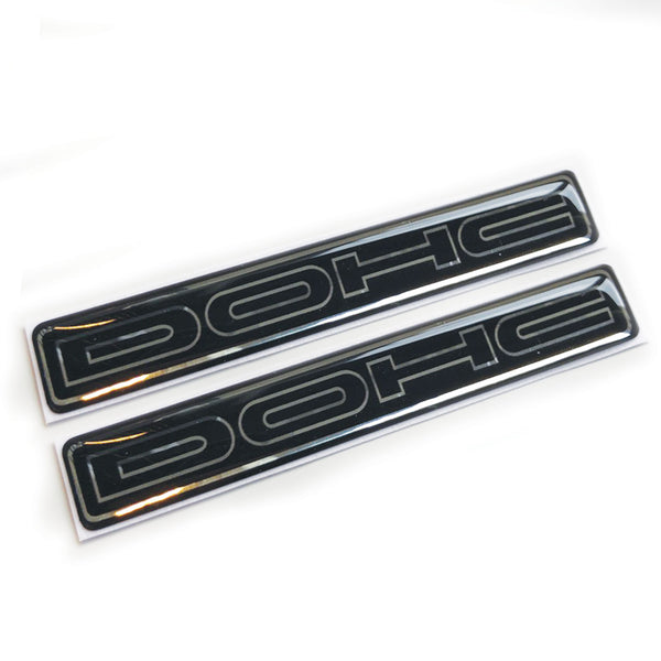 DOHC Car Engine 3D Chrome Domed Decal Sticker Gel Badge Wing Emblems