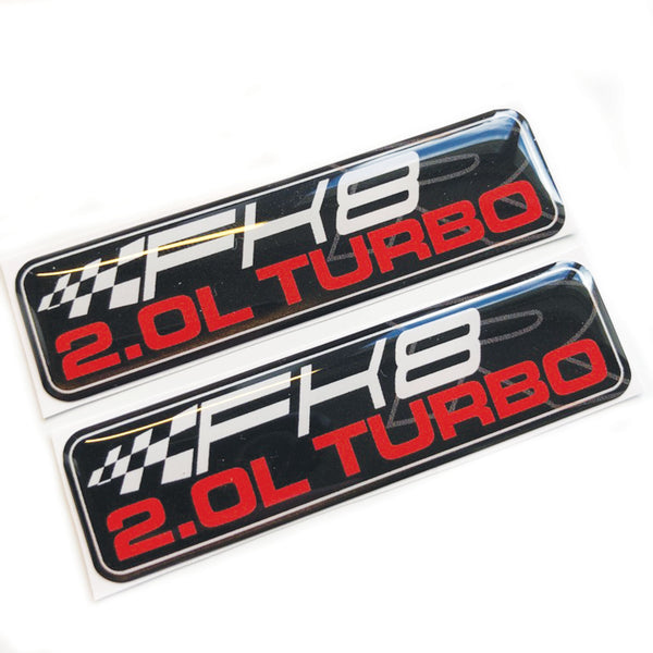 FK8 2.0L Turbo 3D JDM Domed Gel Decal Sticker Badges Fits Honda Civic Type R