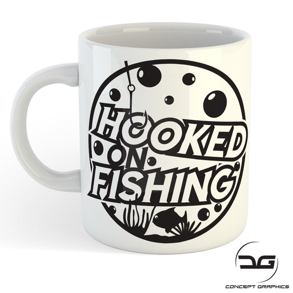 Hooked On Fishing Funny Novelty Coffee Cup Mug