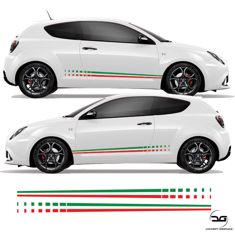 Alfa Romeo Mito Italian Flag Fade Side Stripe Vinyl Sticker Graphics