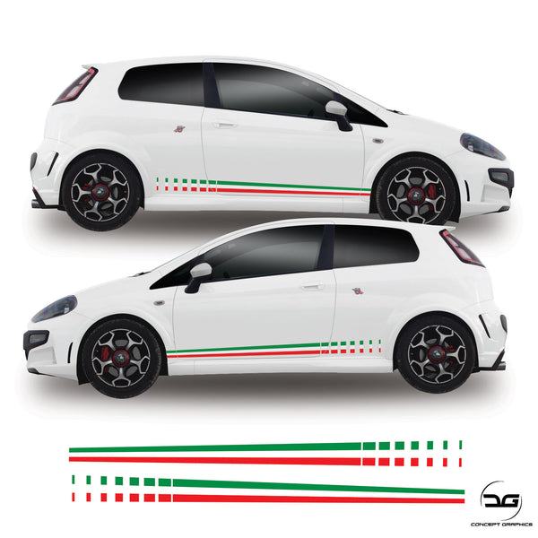 Fiat Punto MK3 Italian Flag Fade Side Stripe Vinyl Sticker Graphics