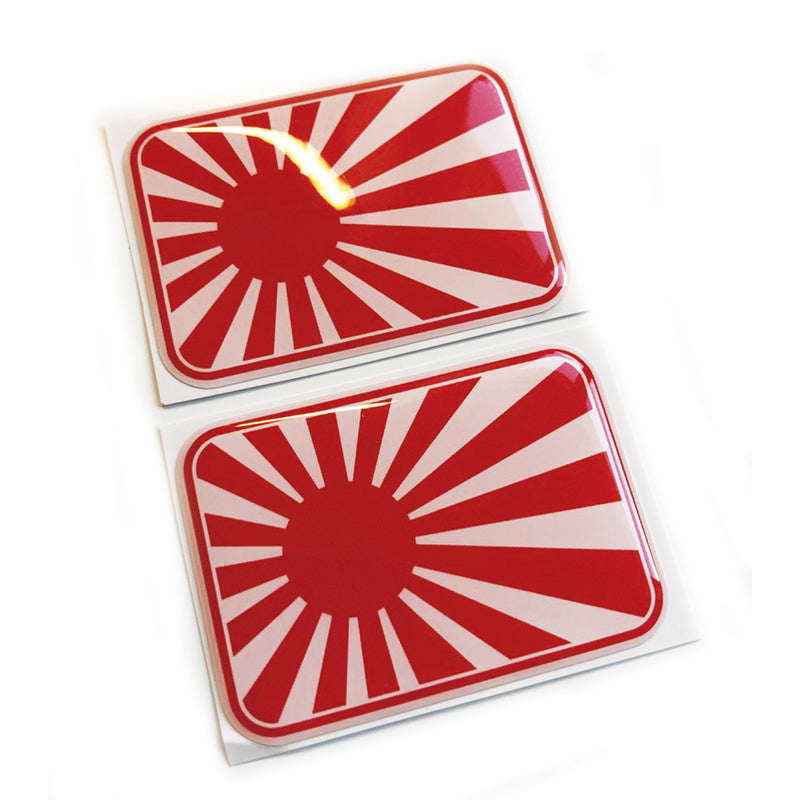 Rising Sun Japan Flag 3D Wing Shield Domed Gel Decal Sticker Badges JDM 