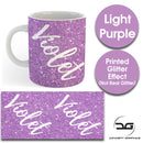 Custom Personalised Name Printed Light Purple Glitter Effect Coffee Mug Cup 