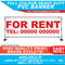 For Rent Personalised Phone Number PVC Banner Sign