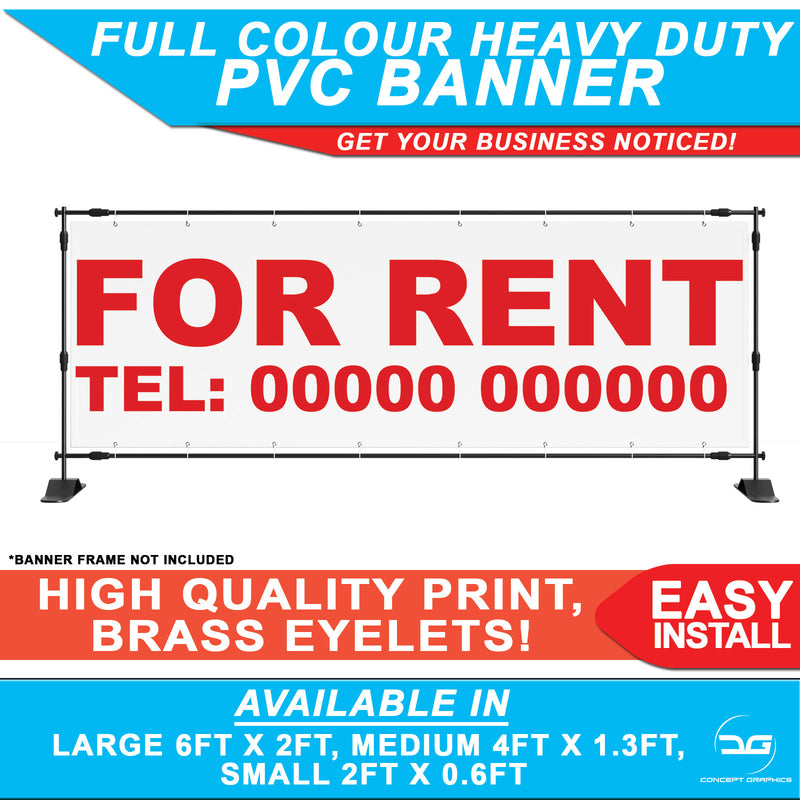 For Rent Personalised Phone Number PVC Banner Sign