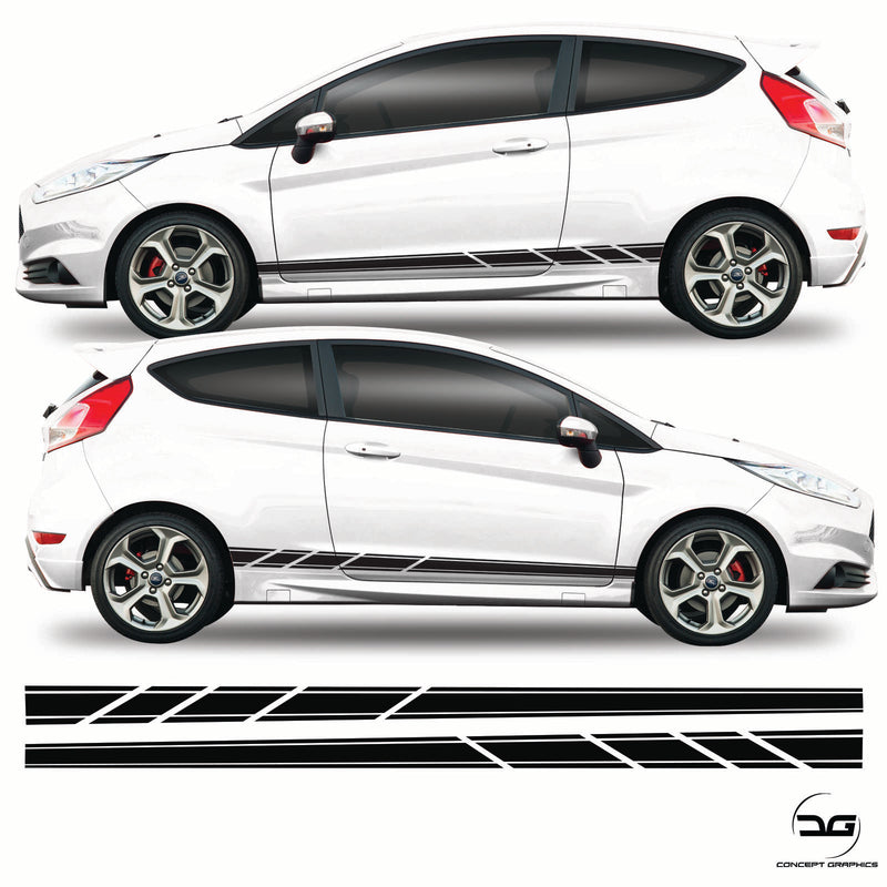 Slash Cut Side Stripes Sticker Graphics For Ford Fiesta, ST, ST200