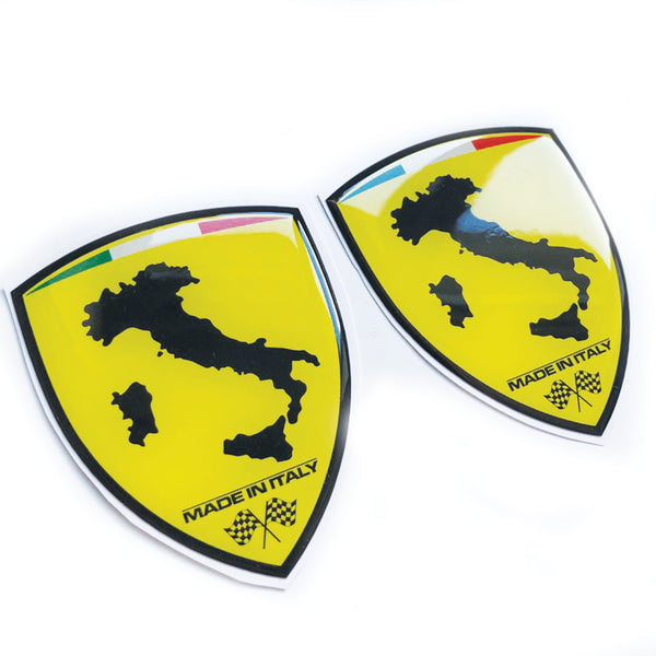 Made In Italy Italian Flag 3d Wing Shield Domed Gel Decal Sticker Badges 