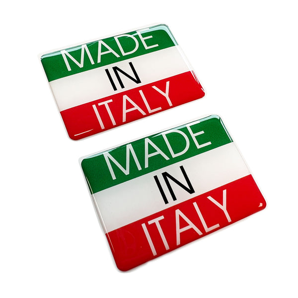 2x Made In Italy Italian Flag 3D Domed Gel Sticker Badges