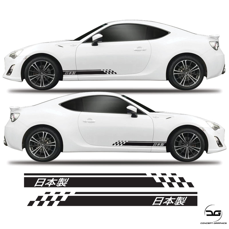 Made In Japan Half Side Stripes Decal Graphics Kit For Toyota GT86 Subaru BRZ