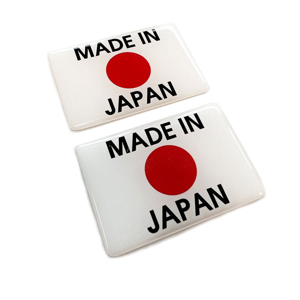 2x Made In Japan Flag 3D Domed Gel Sticker Badges
