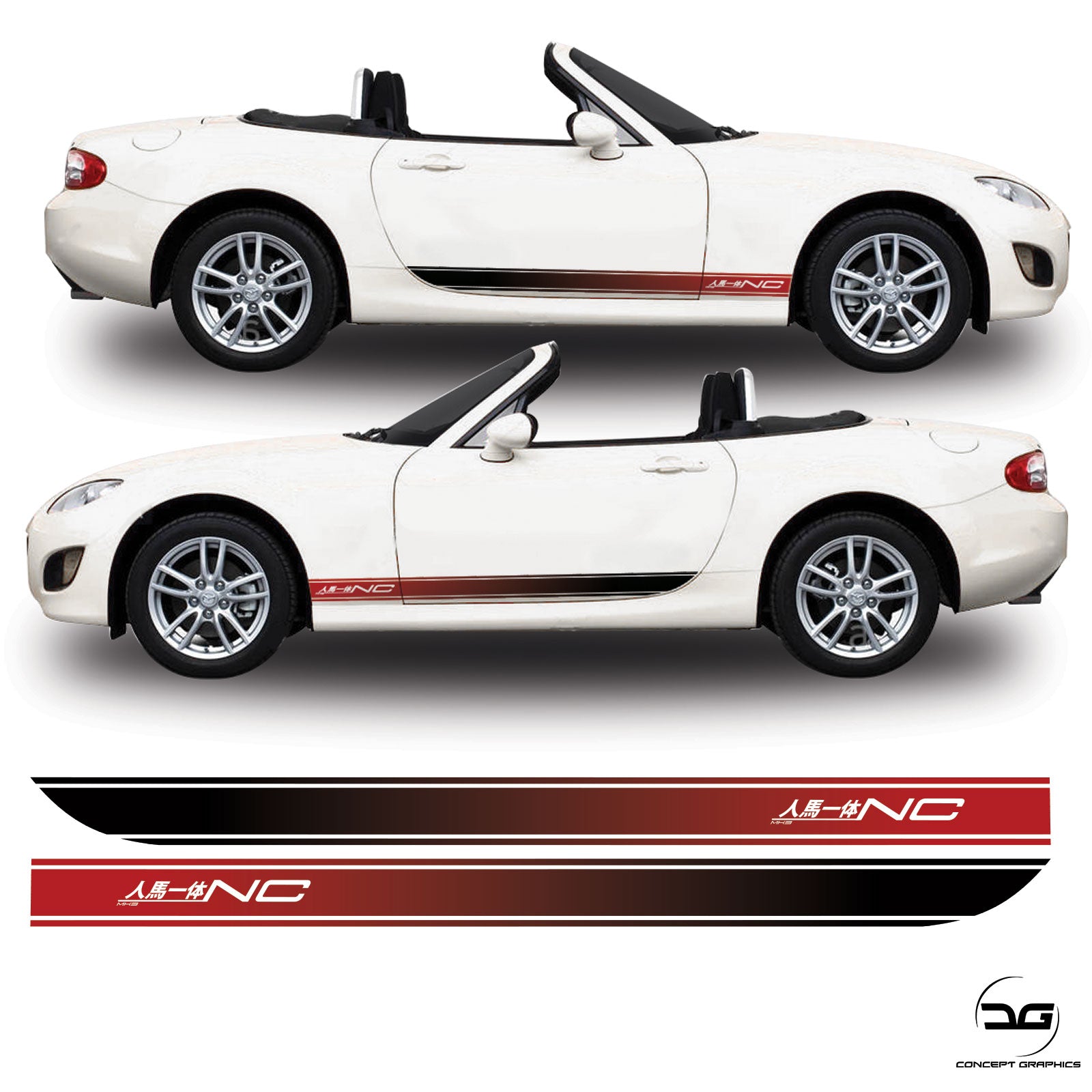 Mazda MX5 Jinba Ittai Side Racing Stripe Stickers | Concept Graphics