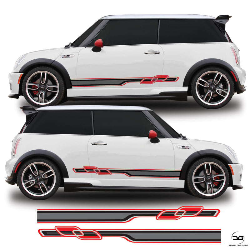 Mini Cooper R53 Race Side Stripe Vinyl Stickers | Concept Graphics