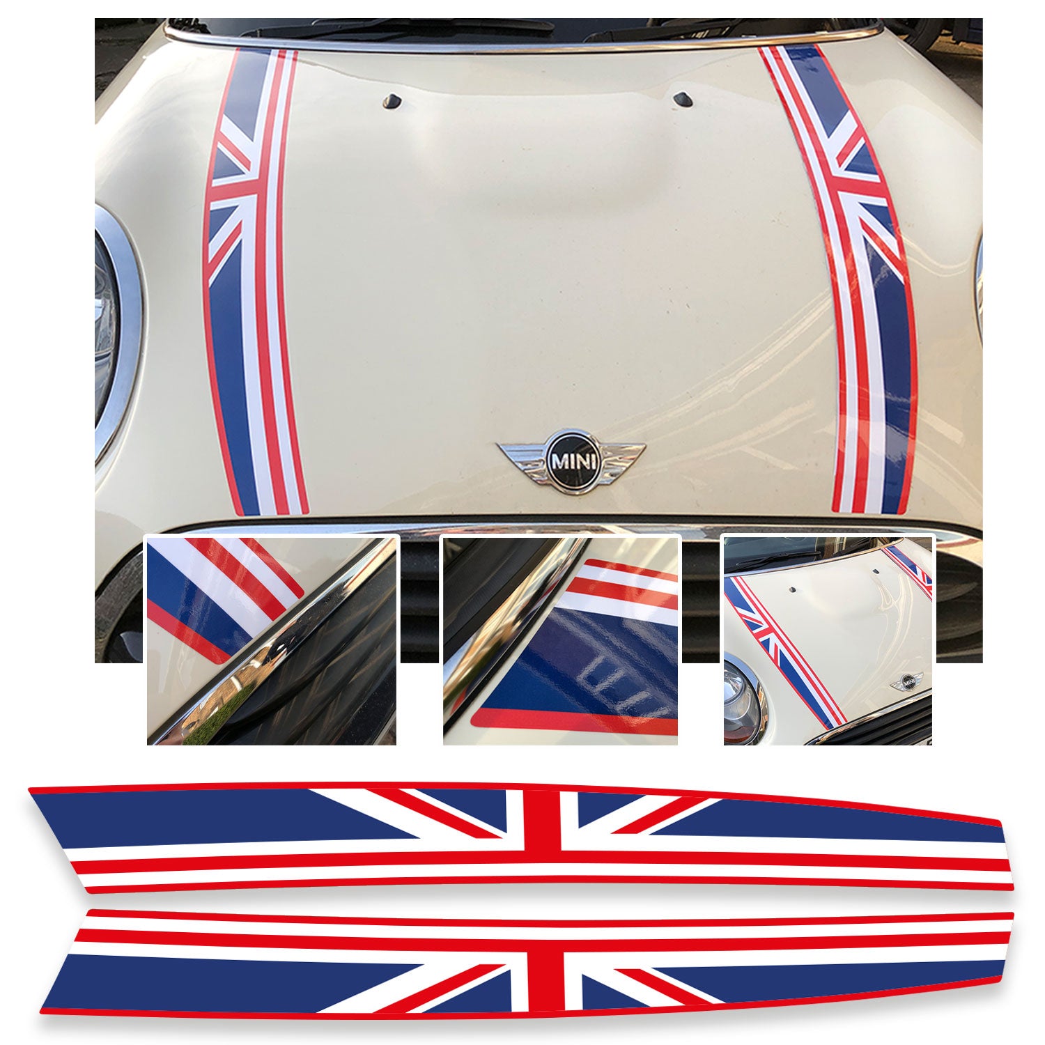 PAAR MINI COOPER S Union Jack MÜTZE Rennstreifen VINYL GRAFIK