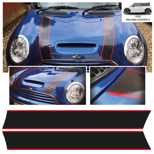 Mini Cooper Lightning Bonnet Stripe Decals – 3M Vinyl – Fits All Years & Models