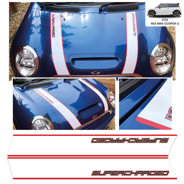Mini Cooper S R53 Supercharged Mini Bonnet Stripes