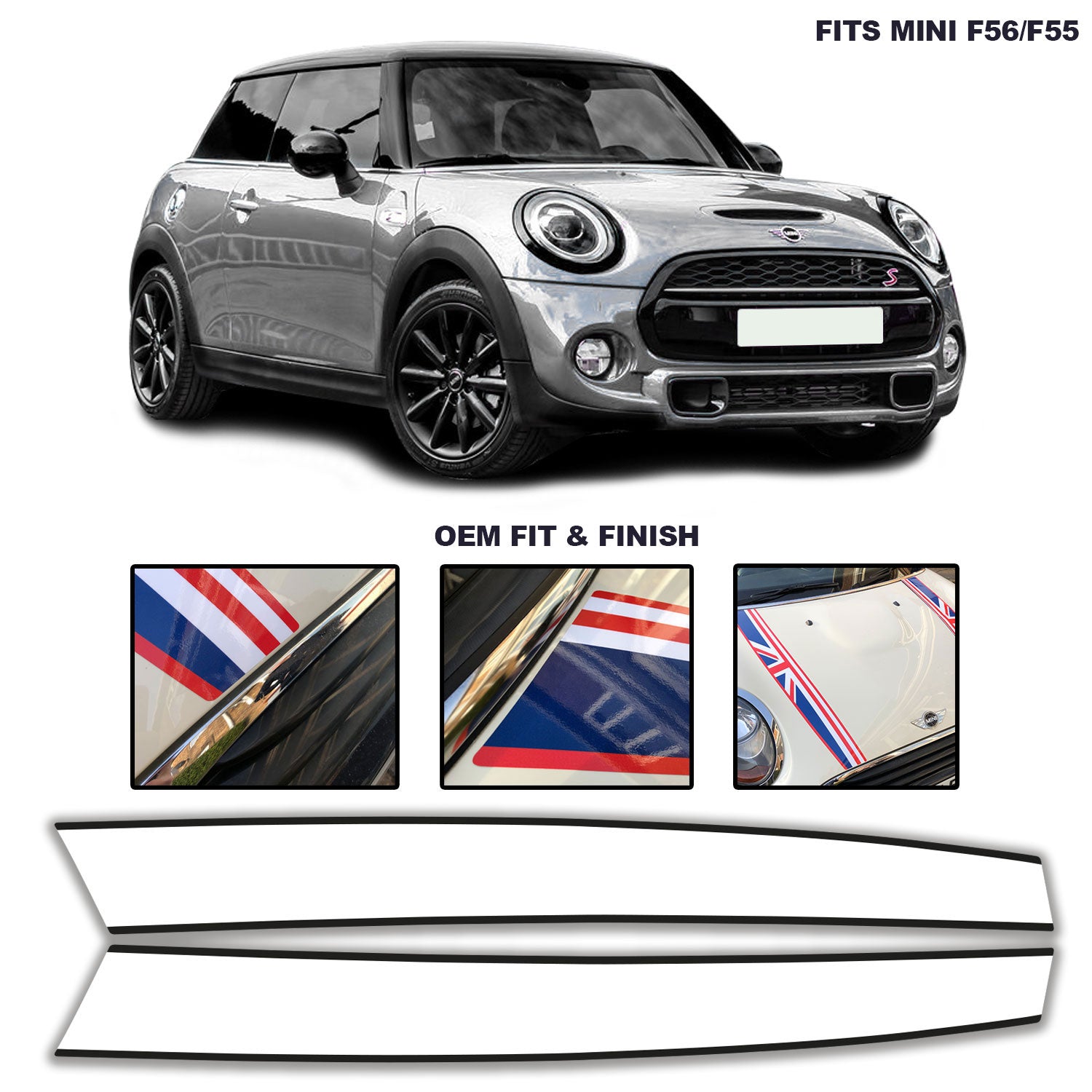 Custom Mini Cooper S F56 Check Bonnet Stripe OEM Fit Concept Graphics