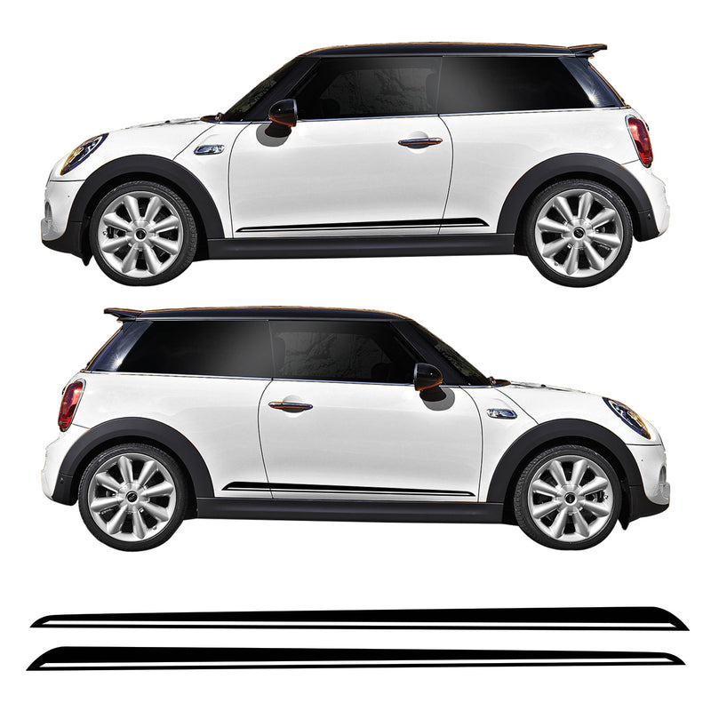 Lower Racing Side Stripe Vinyl Decal Sticker Graphics Kit Compatible with Mini Cooper F56 Models including Cooper S, One & JCW