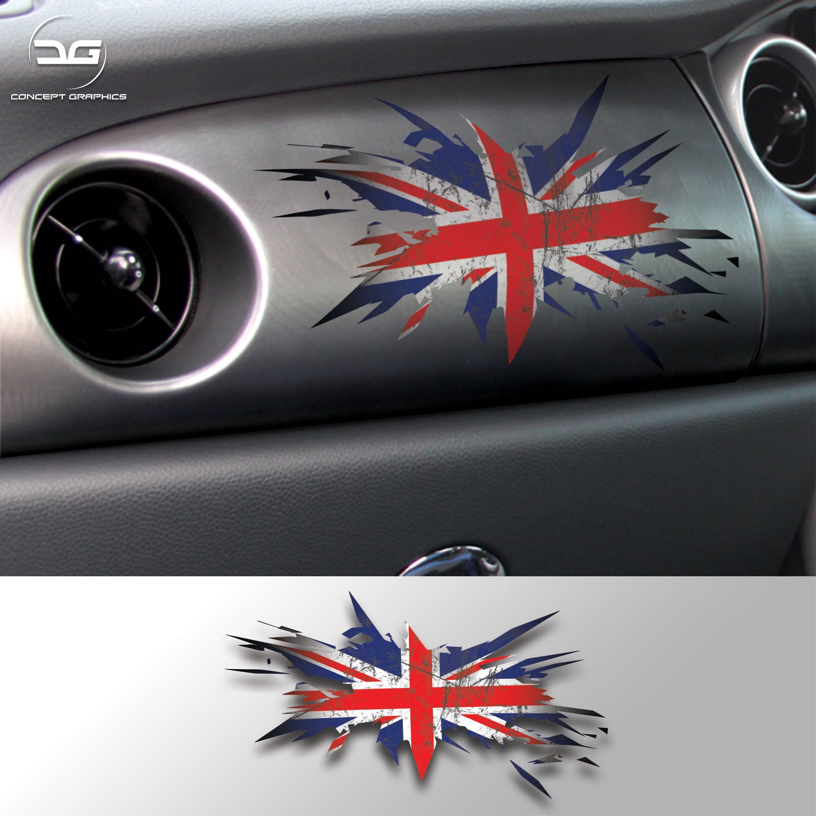 Mini Cooper S R53 Union Jack Dashboard Sticker | Concept Graphics